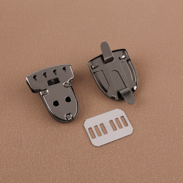 Застёжка для сумки, 4 &times; 3 см, цвет чёрный никель