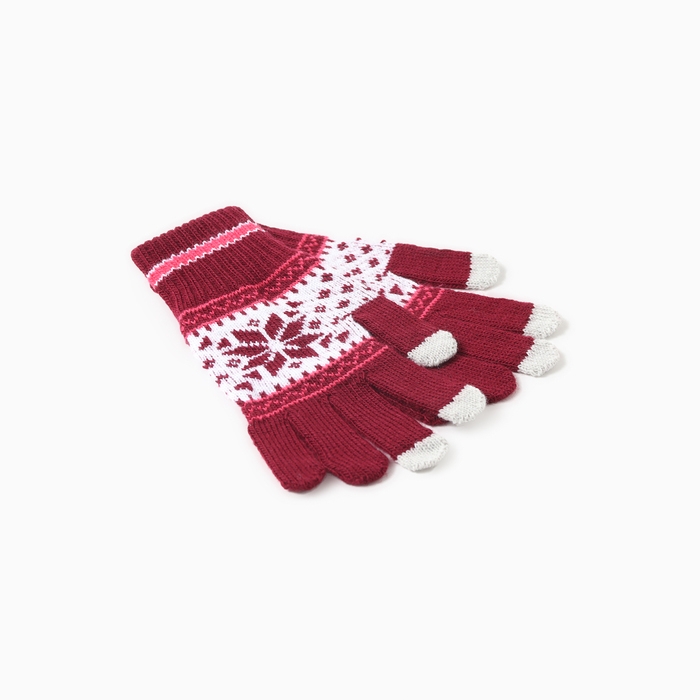 Перчатки сенсорные, цвет бордо, р-р 18