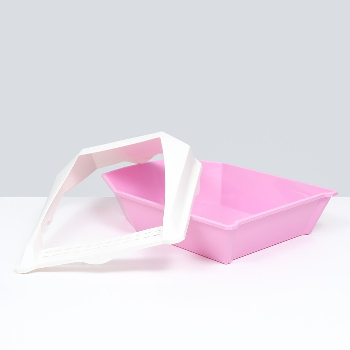 Туалет для кошек фигурный с бортом с совком, 54 х 38 х 20 см, бело-розовый Туалет для кошек фигурный с бортом с совком, 54 х 38 х 20 см, бело-розовый