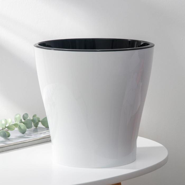 Кашпо для цветов со вставкой &laquo;Лея&raquo;, 5 л, цвет белый