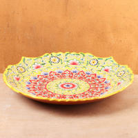 Ляган Риштанская Керамика "Цветы", 41 см, жёлтый микс, рифлённый Ляган Риштанская Керамика "Цветы", 41 см, жёлтый микс, рифлённый