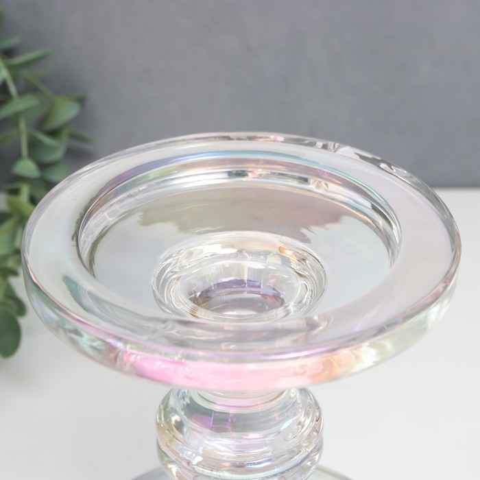 Подсвечник стекло на 1 свечу "Честность" d-3,5/8,5/10 см радужный прозрачный 11,5х11,5х24 см   78771