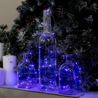 Гирлянда &laquo;Нить&raquo; 5 м роса, IP20, серебристая нить, 50 LED, батарейки CR2032х2 (в комплекте), свечение фиолетовое