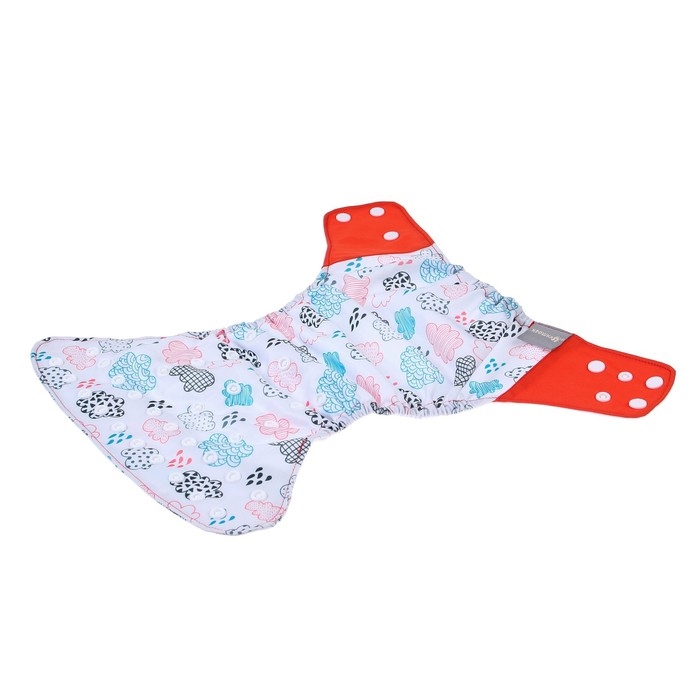 Многоразовый подгузник &laquo;Облака&raquo;, 3-15 кг, цвет белый, Крошка Я