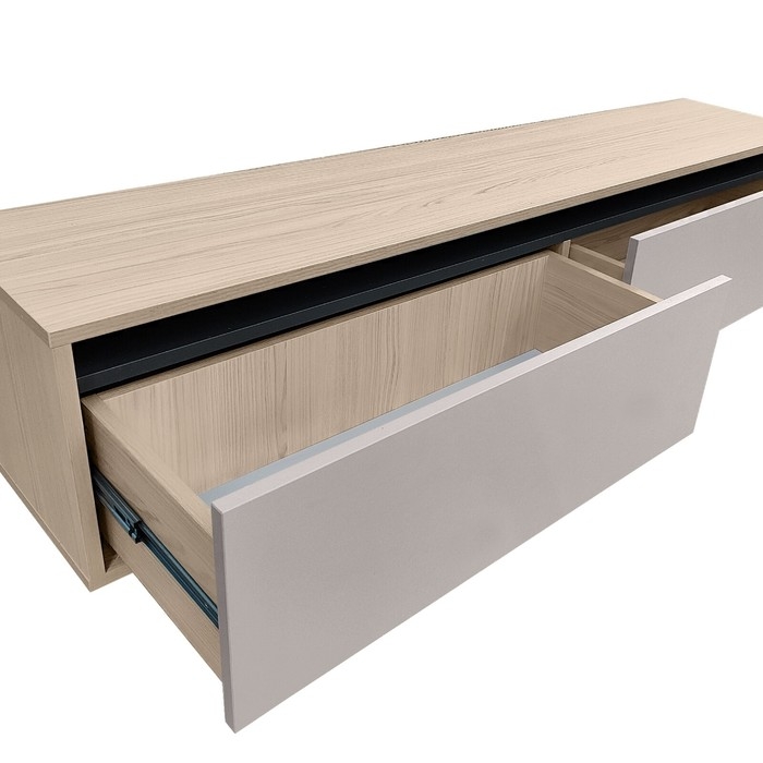 Тумба под ТВ подвесная с ящиками Лакки, 1500х320х300, Туя светлая/Кашемир