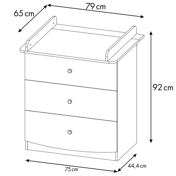 Комод пеленальный детский Фея 1380, 79х54х92 см., 3 ящика, цвет белый
