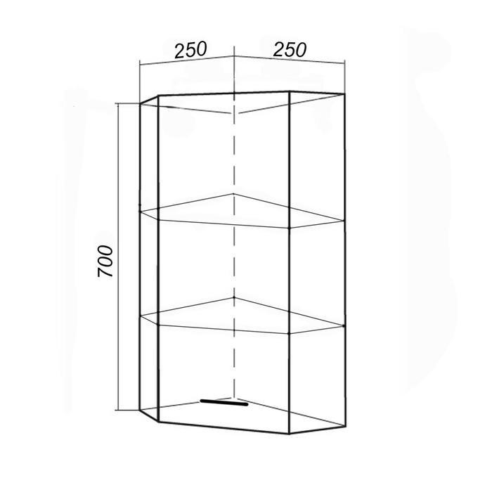 Шкаф навесной для ванной комнаты угловой "ПШ", 25 х 25 х 70 см