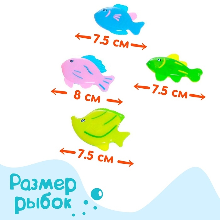 Рыбалка «Весёлые рыбки», 4 рыбки, 1 удочка, сачок Рыбалка «Весёлые рыбки», 4 рыбки, 1 удочка, сачок