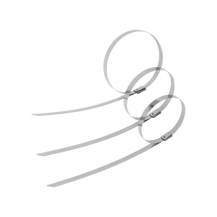 Стяжки из нержавеющей стали ТУНДРА, 7.9x400 мм, 100 шт. Стяжки из нержавеющей стали ТУНДРА, 7.9x400 мм, 100 шт.