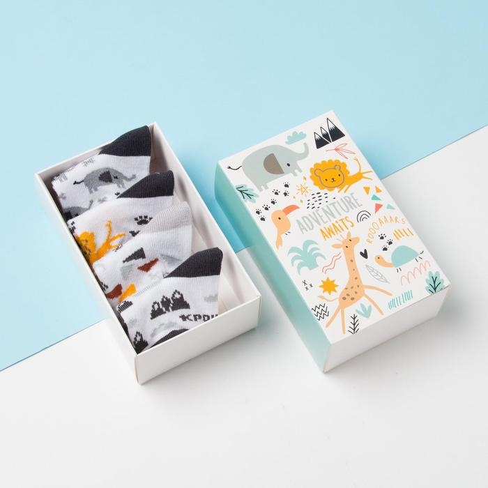 Набор носков Крошка Я &laquo;Сафари&raquo;, 4 пары, 10-12 см