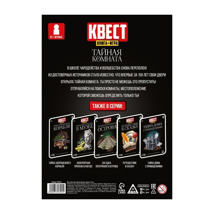 Квест книга-игра &laquo;Тайная комната&raquo;, версия 2, 22 стр, 8+
