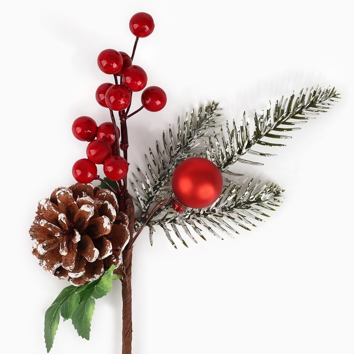 Новогодний декор, веточка Новогодний декор, веточка "Зимние настроение" 26х11х5,5 см