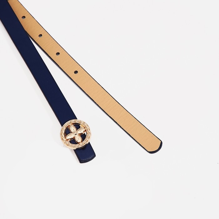 Ремень женский, ширина 1.4 см, пряжка металл, цвет синий