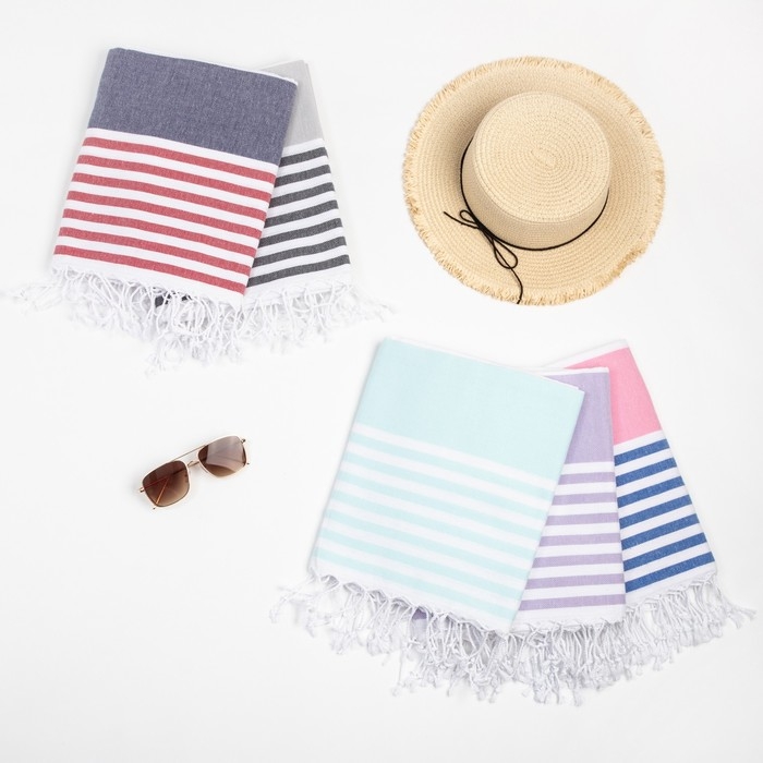 Пештемаль для пляжа, бани, сауны &laquo;Фортуна&raquo; 100х180 см, серый