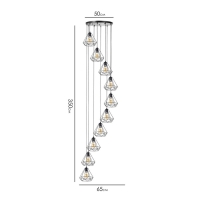 Светильник-каскад "Адри" 10хЕ27 40Вт черный 65х65х350 см Светильник-каскад "Адри" 10хЕ27 40Вт черный 65х65х350 см