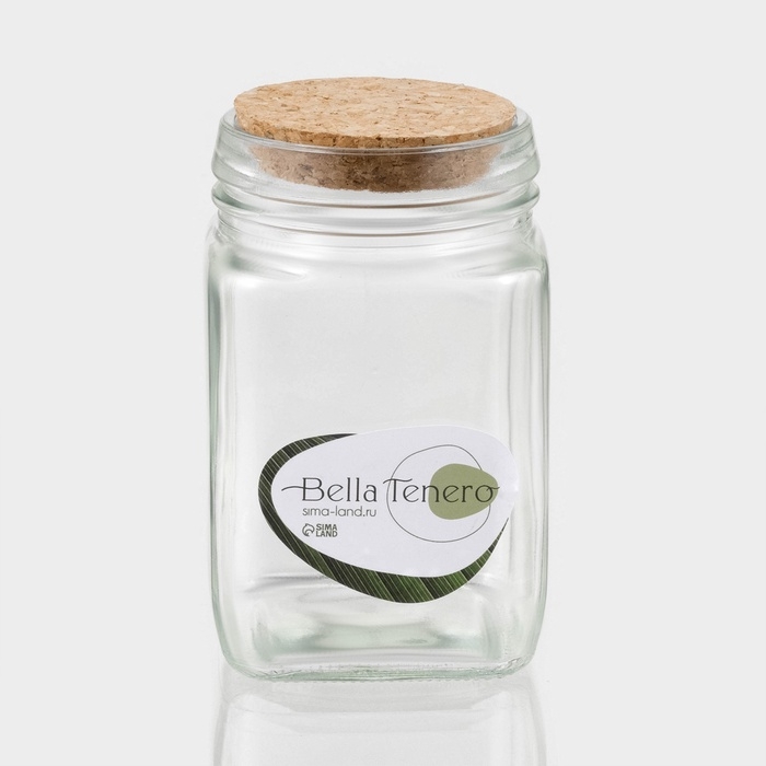 Банка стеклянная для хранения сыпучих продуктов BellaTenero &laquo;Эко&raquo;, 270 мл, 6&times;10,5 см, с пробковой крышкой
