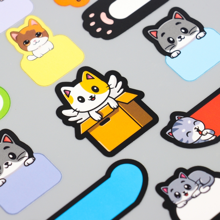 Термобирки для одежды. Набор именных термонаклеек для маркировки детских вещей &laquo;Забавные котики&raquo;, 52 шт