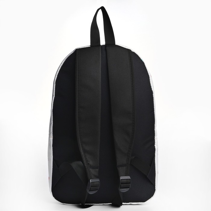 Рюкзак школьный текстильный &laquo;Цветы&raquo;, 42х14х28 см, цвет белый