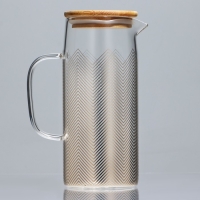 Кувшин стеклянный с бамбуковой крышкой &laquo;Геометрия&raquo;, 1000 мл, с крышкой