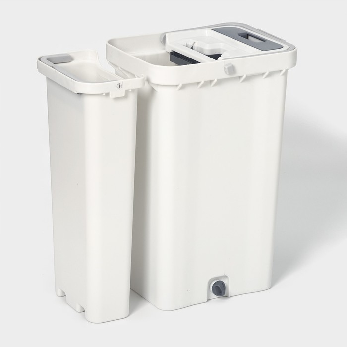 Швабра с отжимом и ведро Raccoon: ведро с отсеками для полоскания и отжима 13 л, швабра плоская, запасная насадка из микрофибры с двумя карманами