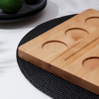 Доска для подачи шотов &laquo;Фуршет&raquo;, 25&times;20&times;1,8 см, на 6 рюмок, диаметр ячеек 5 см, с пропиткой, берёза