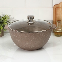 Казан &laquo;Гранит Brown&raquo;, 6 л, стеклянная крышка, литые ручки, антипригарное покрытие, цвет коричневый