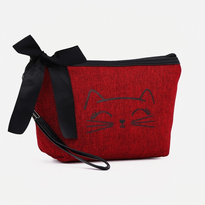 Косметичка на молнии, цвет бордовый