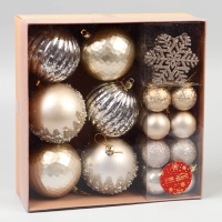 Набор украшений пластик 30 шт "Торжество" d- 7 и 3,5 см, снежинка-6,5 см, микс