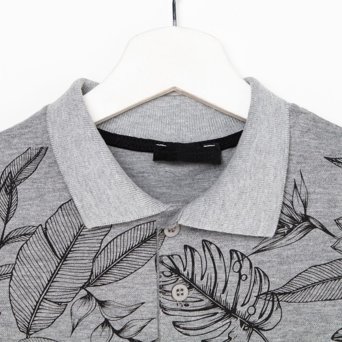 Футболка поло для мальчика, цвет серый/принт микс, рост 122 см