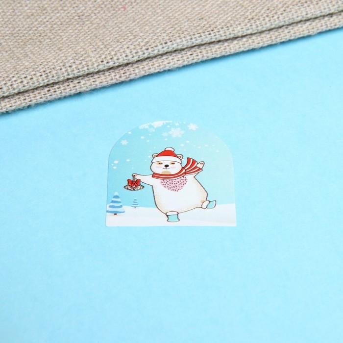 Новый год. Наклейки в рулоне "Каток", 500 шт, 3,5 х 2,5 см