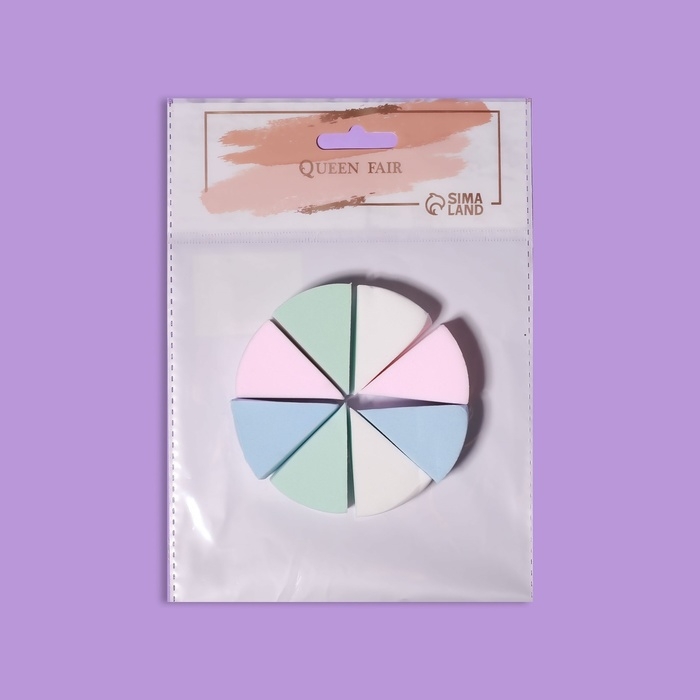 Спонжи для макияжа, набор - 8 шт, 3,5 &times; 3 см, разноцветные