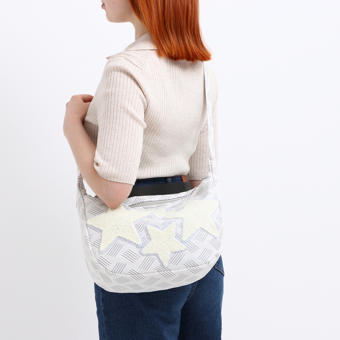 Сумка молодёжная на молнии, цвет серый/белый Сумка молодёжная на молнии, цвет серый/белый