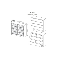 Комод Мори 8 ящиков, 1204х404х990, Белый