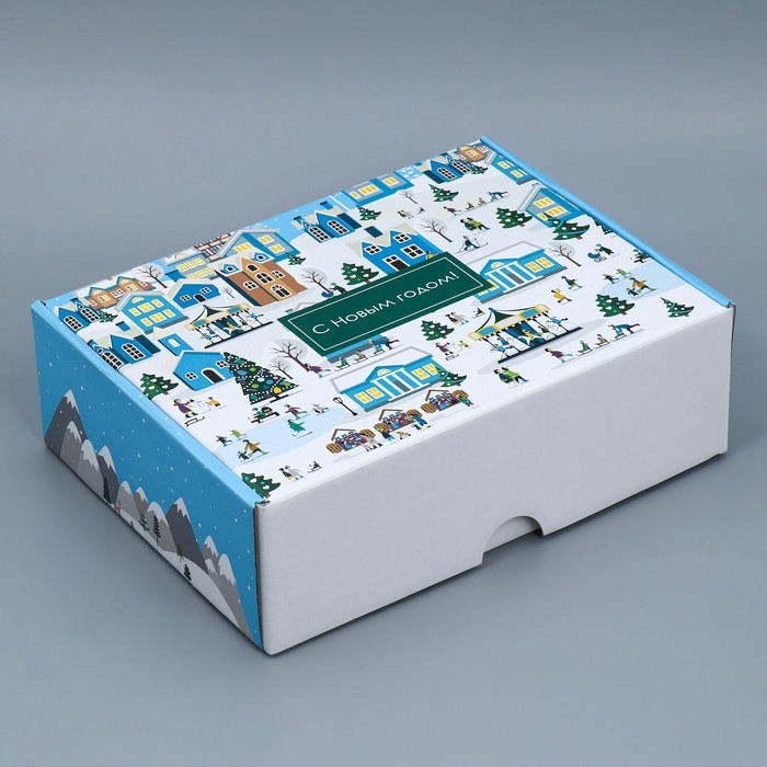 Коробка подарочная новогодняя складная &laquo;Город&raquo;, 30,7 х 22 х 9,5 см, Новый год