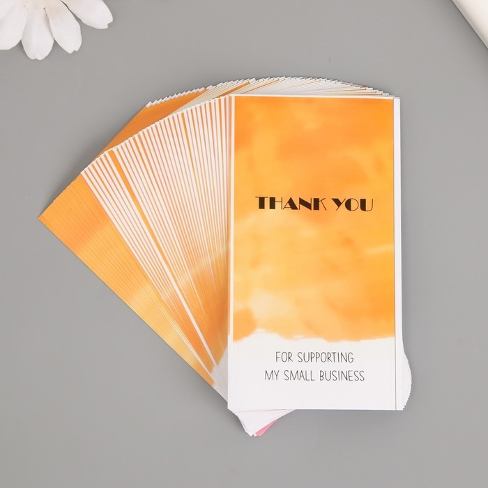 Наклейка бумага благодарность Наклейка бумага благодарность "Спасибо" желтая набор 50 шт 10х5см