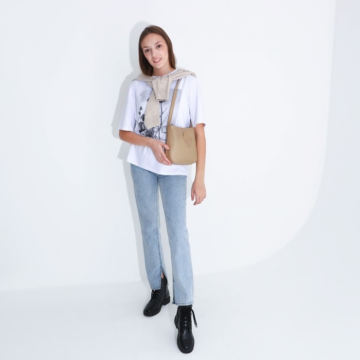 Сумка кросс-боди на молнии, цвет бежевый