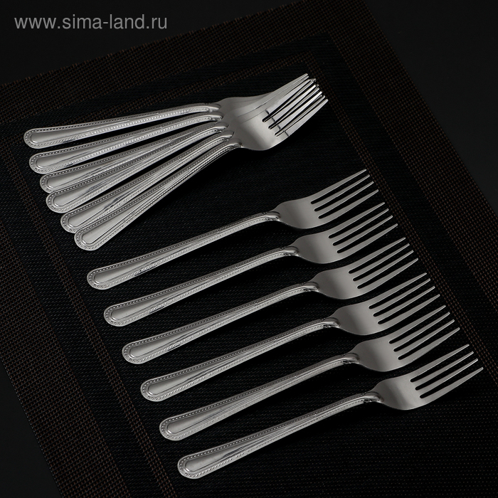 Набор вилок столовых &laquo;Ванесса&raquo;, h=19,5 см, 12 шт, цвет серебряный