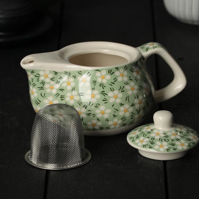 Чайник заварочный «Весеннее цветение», 200 мл , с металлическим ситом, цвет зеленый Чайник заварочный «Весеннее цветение», 200 мл , с металлическим ситом, цвет зеленый