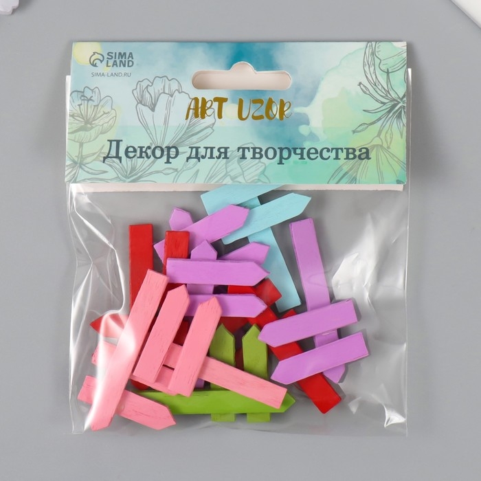 Декор для творчества дерево "Цветной указатель" набор 10 шт 3х5 см
