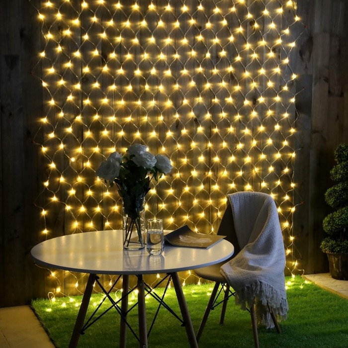 Гирлянда «Сеть» 2 × 3 м, IP44, УМС, прозрачная нить, 384 LED, свечение тёплое белое, 220 В Гирлянда «Сеть» 2 × 3 м, IP44, УМС, прозрачная нить, 384 LED, свечение тёплое белое, 220 В