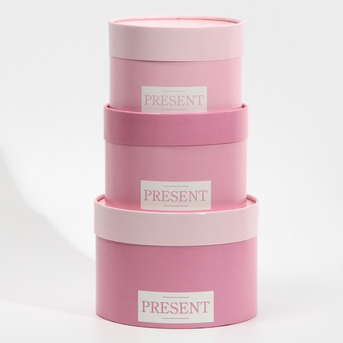 Набор шляпных коробок 3 в 1, упаковка подарочная, &laquo;Нежные цвета&raquo;, 16 х 10, 14 х 9, 13 х 8,5 см