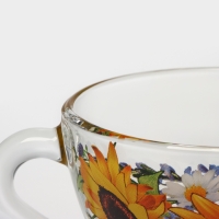 Чайная пара &laquo;Подсолнух&raquo;,стеклянная, чашка+блюдце, 200 мл, d=92 мм