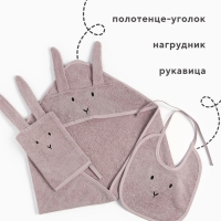 Набор Крошка Я (полотенце-уголок, рукавица, нагрудник), розовый, 100% хл, 360 гр/м2 Набор Крошка Я (полотенце-уголок, рукавица, нагрудник), розовый, 100% хл, 360 гр/м2