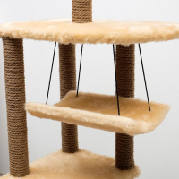 Комплекс для кошек с когтеточкой, угловой, с гамаком, 48 х 48 х 171 см, джут, искусственный мех, беж Комплекс для кошек с когтеточкой, угловой, с гамаком, 48 х 48 х 171 см, джут, искусственный мех, беж