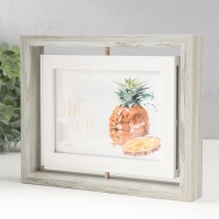 Фоторамка МДФ на 2 фото 10х15 см "Вертушка двусторонняя" серо-голубая 21,5х3х16,3 см