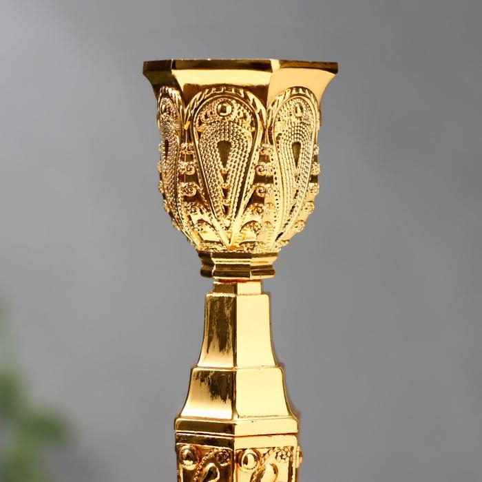 Подсвечник металл на 1 свечу Подсвечник металл на 1 свечу "Узорный" золото 25х10х10 см