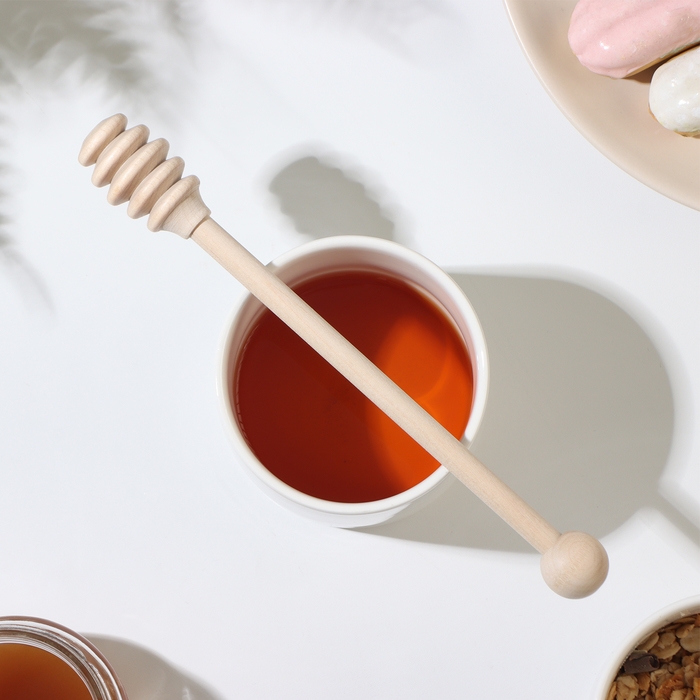 Ложка деревянная для меда из алтайской березы, 20 см