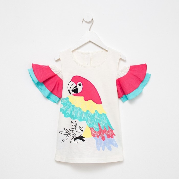 Футболка для девочки, цвет бежевый/коралловый, рост 110 см