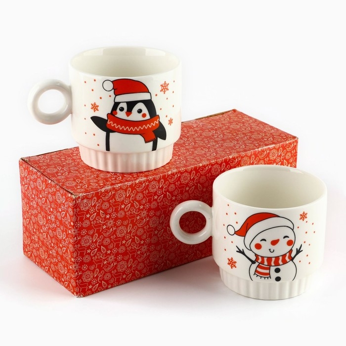 Новый год. Набор кружек из керамики &laquo;С Новым годом!&raquo;, 250 мл, 2 шт