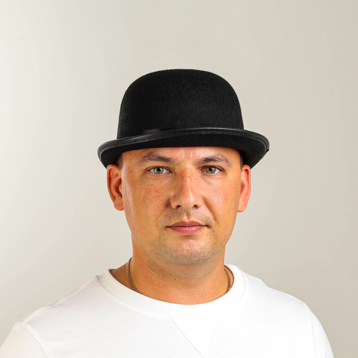 Шляпа котелок, фетр, черный, р. 56–58 Шляпа котелок, фетр, черный, р. 56–58